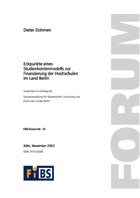Eckpunkte eines Studienkontenmodells zur Finanzierung der Hochschulen im Land Berlin
