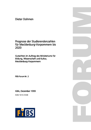 Prognose der Studierendenzahlen für Mecklenburg-Vorpommern bis 2020
