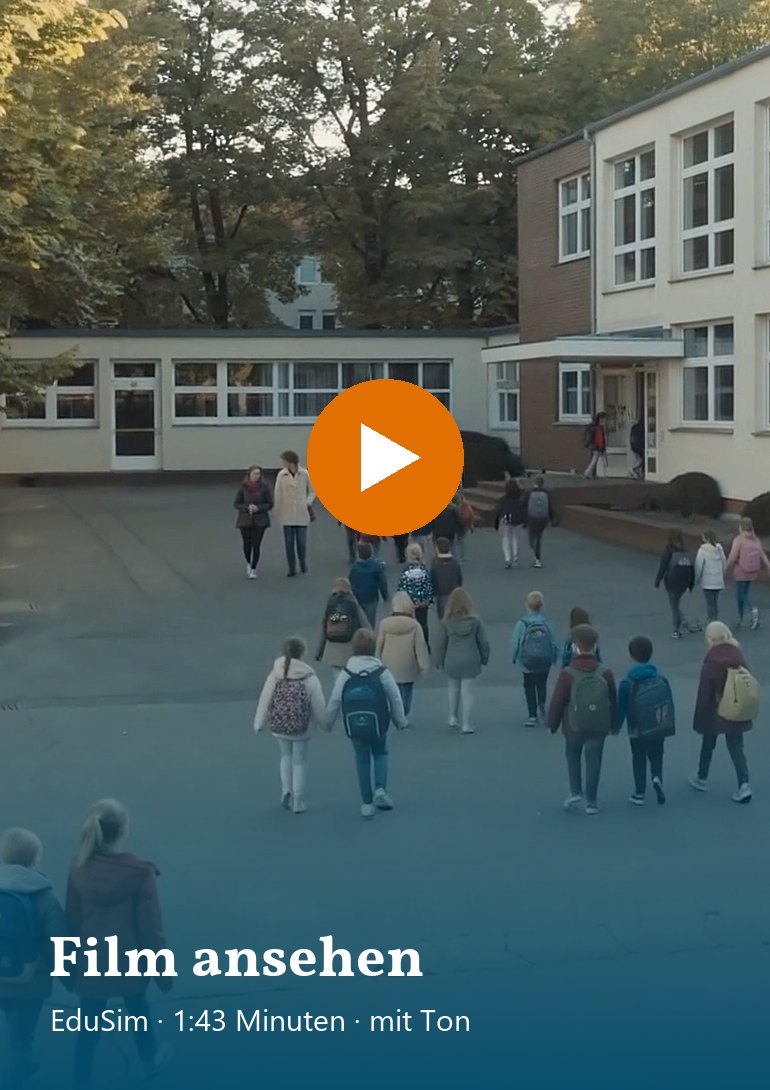 Standbild aus dem EduSim-Film: Schülerinnen und Schüler auf dem Schulhof. Film ansehen, 1:43 Minuten, mit Ton